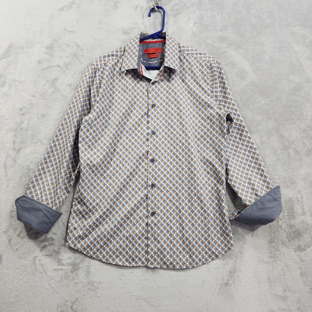 American Breed Dress Shirt Mens S Multicolor Geometric Button Front Long Sleeve